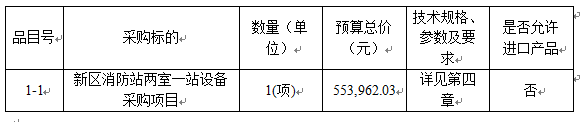 新區(qū)消防站兩室一站設(shè)備采購(gòu)項(xiàng)目